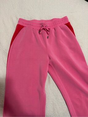 Pink Jogger Pants with Red Side Panels